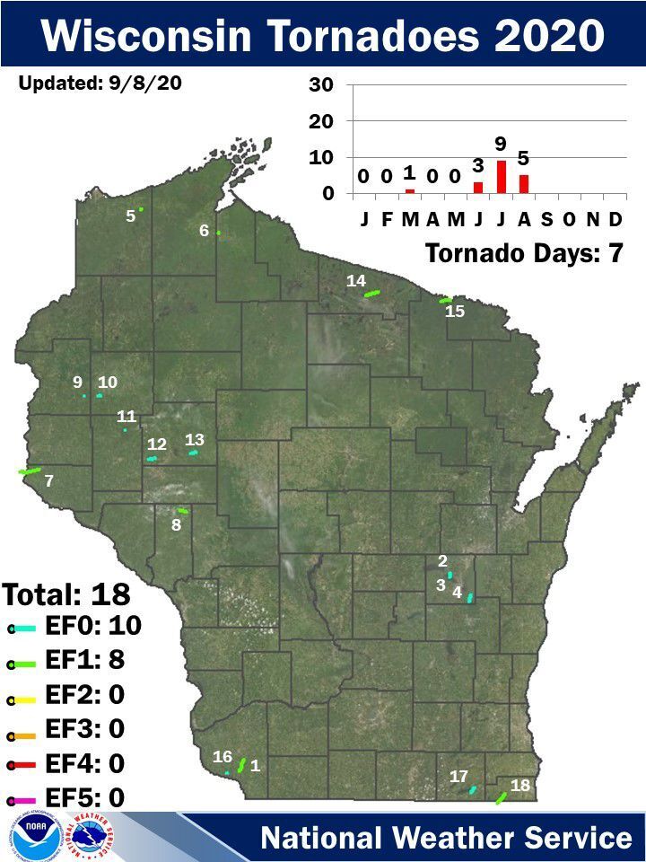 2020 Wisconsin tornadoes by National Weather Service